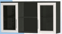 Антресоль большая с двумя стеклодверями ДЛЯ ГОСТИНОЙ АБС-2 Венге/Дуб выбеленный в Алейске - alejsk.mebel54.com | фото