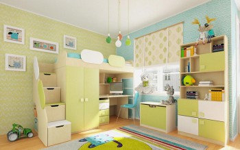 Детская комната Эппл (Зеленый/Белый/корпус Клен) в Алейске - alejsk.mebel54.com | фото