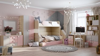 Детская комната Грэйси (Розовый/Серый/корпус Клен) в Алейске - alejsk.mebel54.com | фото