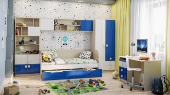 Детская комната Скай Люкс (Синий/Белый/корпус Клен) в Алейске - alejsk.mebel54.com | фото