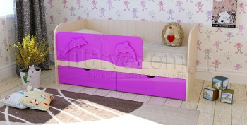 Друзья Кровать детская 2 ящика 1.6 Фиолетовый глянец в Алейске - alejsk.mebel54.com | фото