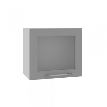 Гарда ВПГС 500 шкаф верхний горизонтальный со стеклом высокий (Белый Эмалит/корпус Серый) в Алейске - alejsk.mebel54.com | фото