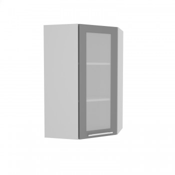 Гарда ВПУС 550 шкаф верхний угловой со стеклом высокий (Белый Эмалит/корпус Серый) в Алейске - alejsk.mebel54.com | фото