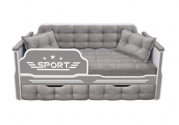 Кровать 160 серии Спорт 2 ящика 45 Серый (подушки) в Алейске - alejsk.mebel54.com | фото
