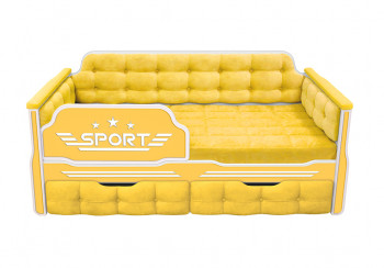 Кровать 160 серии Спорт 2 ящика 74 Жёлтый (мягкие боковые накладки) в Алейске - alejsk.mebel54.com | фото