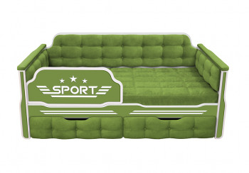 Кровать 160 серии Спорт 2 ящика 76 Зелёный (мягкие боковые накладки) в Алейске - alejsk.mebel54.com | фото