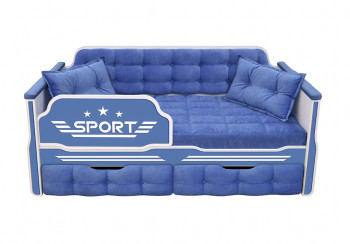 Кровать 160 серии Спорт 2 ящика 85 Синий (подушки) в Алейске - alejsk.mebel54.com | фото