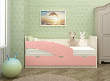 Кровать Бабочки 1,6м (Розовый металлик) в Алейске - alejsk.mebel54.com | фото