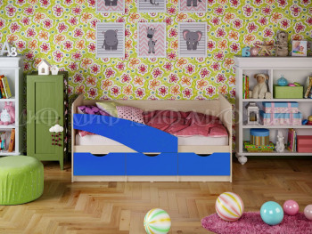 Кровать Бабочки 1,6м (Синий матовый) в Алейске - alejsk.mebel54.com | фото