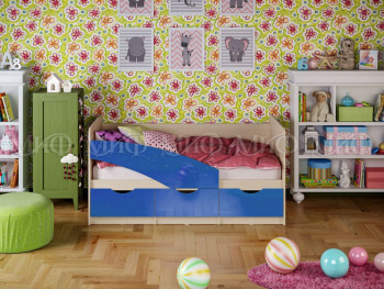 Кровать Бабочки 1,6м (Синий металлик) в Алейске - alejsk.mebel54.com | фото