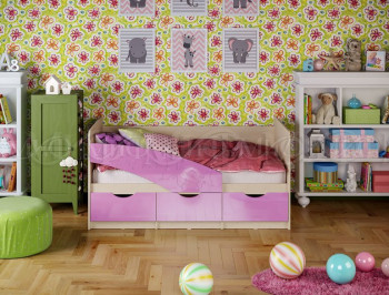 Кровать Бабочки 1,6м (Сиреневый металлик) в Алейске - alejsk.mebel54.com | фото