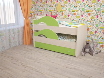Кровать детская Радуга 1600 Млечный дуб/Салатовый в Алейске - alejsk.mebel54.com | фото