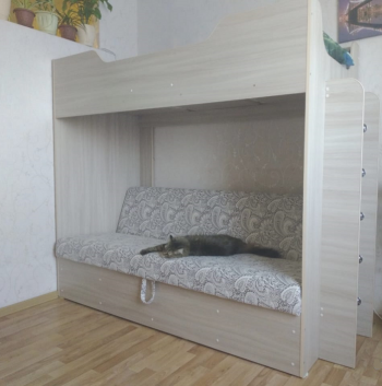 Кровать двухъярусная с диваном (Беленый дуб) в Алейске - alejsk.mebel54.com | фото