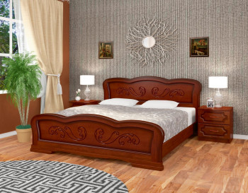 Кровать Карина-8 из массива сосны 1600*2000 Орех в Алейске - alejsk.mebel54.com | фото