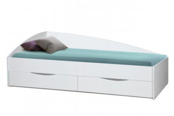 Кровать одинарная "Фея - 3" (асимметричная) (2000х900) New/(белый / белый / ДВПО белый) в Алейске - alejsk.mebel54.com | фото
