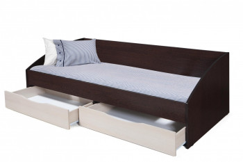 Кровать одинарная "Фея - 3" (симметричная) New (венге / вудлайн кремовый / ДВПО: белый) в Алейске - alejsk.mebel54.com | фото