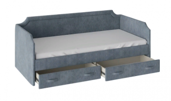 Кровать с мягкой обивкой и ящиками «Кантри» Тип 1 (900) (Замша синяя) в Алейске - alejsk.mebel54.com | фото