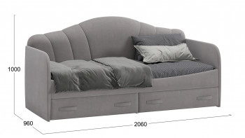 Кровать с мягкой спинкой и ящиками «Сабрина» 900 Светло-серый в Алейске - alejsk.mebel54.com | фото