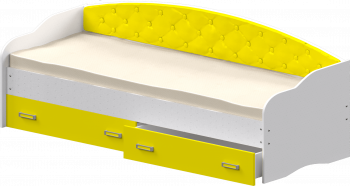 Кровать Софа-7 с мягкой спинкой (800х1900) Белый/Желтый в Алейске - alejsk.mebel54.com | фото