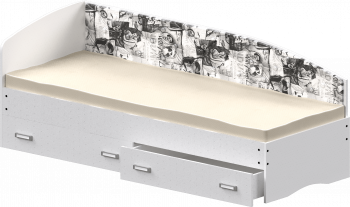 Кровать Софа-9 с мягкой спинкой с рисунком Милана (900х1900) Белый в Алейске - alejsk.mebel54.com | фото
