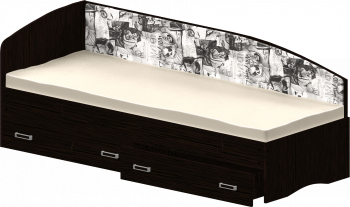 Кровать Софа-9 с мягкой спинкой с рисунком Милана (900х1900) Венге в Алейске - alejsk.mebel54.com | фото