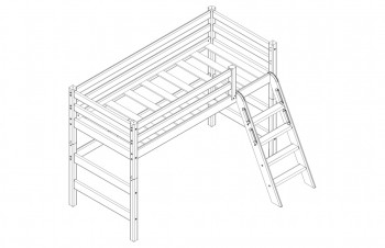 Кровать Соня вариант 6 полувысокая с наклонной лестницей Лаванда в Алейске - alejsk.mebel54.com | фото