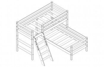 Кровать Соня вариант 8 угловая с наклонной лестницей Лаванда в Алейске - alejsk.mebel54.com | фото