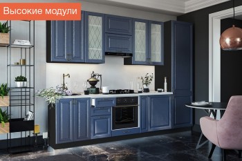 Кухня Ницца высокие модули (Дуб чернильный/корпус венге) в Алейске - alejsk.mebel54.com | фото