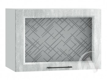 Либерти Шкаф верхний горизонтальный со стеклом ШВГС 609 (Холст грей/корпус белый) в Алейске - alejsk.mebel54.com | фото