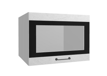 Лофт ВПГСФ 600 шкаф верхний горизонтальный со стеклом высокий с фотопечатью (Штукатурка белая/корпус Серый) в Алейске - alejsk.mebel54.com | фото