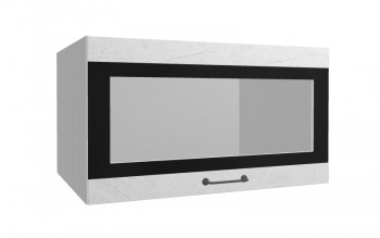Лофт ВПГСФ 800 шкаф верхний горизонтальный со стеклом высокий с фотопечатью (Штукатурка белая/корпус Серый) в Алейске - alejsk.mebel54.com | фото