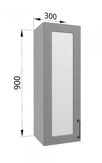 Лофт ВПС 300 шкаф верхний со стеклом высокий (Штукатурка серая/корпус Серый) в Алейске - alejsk.mebel54.com | фото
