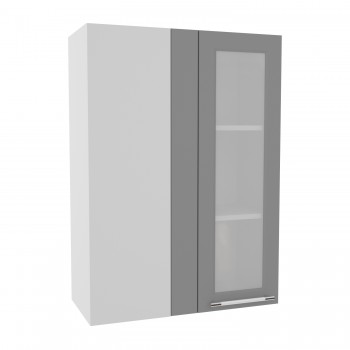 Лофт ВПУС 650 шкаф верхний угловой со стеклом высокий (Штукатурка серая/корпус Серый) в Алейске - alejsk.mebel54.com | фото
