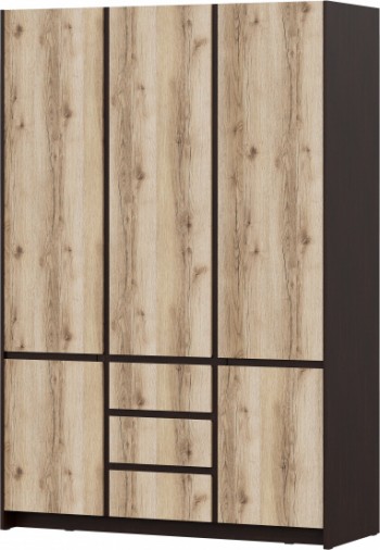 Модульная система "Прага" Шкаф для одежды трехстворчатый Дуб Венге/Дуб Делано в Алейске - alejsk.mebel54.com | фото