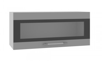 Норд ШВГС 800 Шкаф верхний горизонтальный со стеклом (Софт черный/корпус Белый) в Алейске - alejsk.mebel54.com | фото