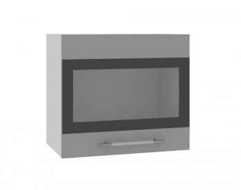 Ройс ВПГСФ 500 Шкаф верхний горизонтальный со стеклом с фотопечатью высокий (Белый софт/корпус Серый) в Алейске - alejsk.mebel54.com | фото