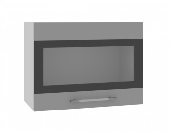 Ройс ВПГСФ 600 Шкаф верхний горизонтальный со стеклом с фотопечатью высокий (Белый софт/корпус Серый) в Алейске - alejsk.mebel54.com | фото