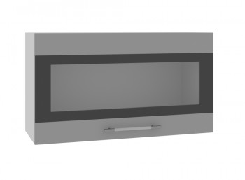 Ройс ВПГСФ 800 Шкаф верхний горизонтальный со стеклом с фотопечатью высокий (Белый софт/корпус Серый) в Алейске - alejsk.mebel54.com | фото