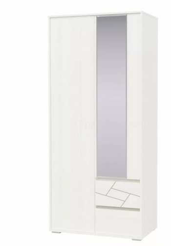 Шкаф 2-х дверный с ящиками Аделина 1000 Рамух белый в Алейске - alejsk.mebel54.com | фото