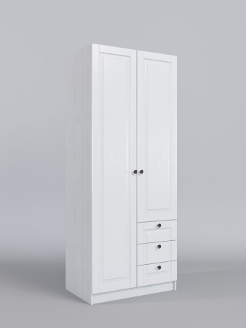 Шкаф 2-х створчатый с ящиками Классика (Белый/корпус Выбеленное дерево) в Алейске - alejsk.mebel54.com | фото