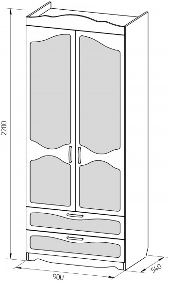Шкаф 2-х створчатый с ящиками серии Иллюзия 31 Светло-сиреневый в Алейске - alejsk.mebel54.com | фото