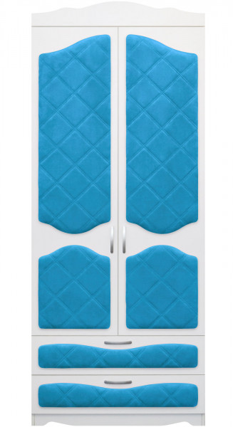 Шкаф 2-х створчатый с ящиками серии Иллюзия 84 Ярко-голубой в Алейске - alejsk.mebel54.com | фото