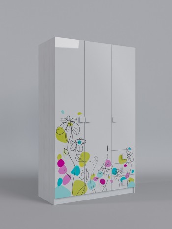 Шкаф 3-х створчатый с ящиками Флёр (Белый/корпус Выбеленное дерево) в Алейске - alejsk.mebel54.com | фото