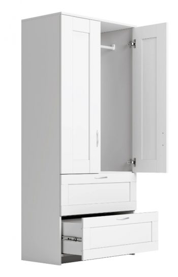 Шкаф двухдверный Сириус с 2 ящиками белый в Алейске - alejsk.mebel54.com | фото