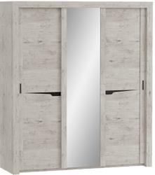 Шкаф трехдверный Соренто с раздвижными дверями Дуб бонифаций/Кофе структурный матовый в Алейске - alejsk.mebel54.com | фото