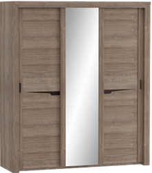 Шкаф трехдверный Соренто с раздвижными дверями Дуб стирлинг/Кофе структурный матовый в Алейске - alejsk.mebel54.com | фото