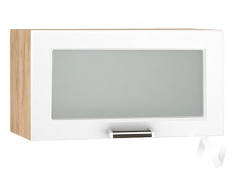 Шкаф верхний со стеклом Прага ШВГС 600 (Белое дерево/корпус дуб крафт золотой) в Алейске - alejsk.mebel54.com | фото