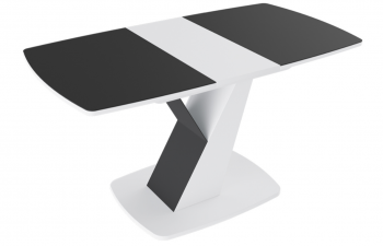 Стол обеденный «Гарда» Тип 1 (Белый/Стекло матовое черный графит) в Алейске - alejsk.mebel54.com | фото